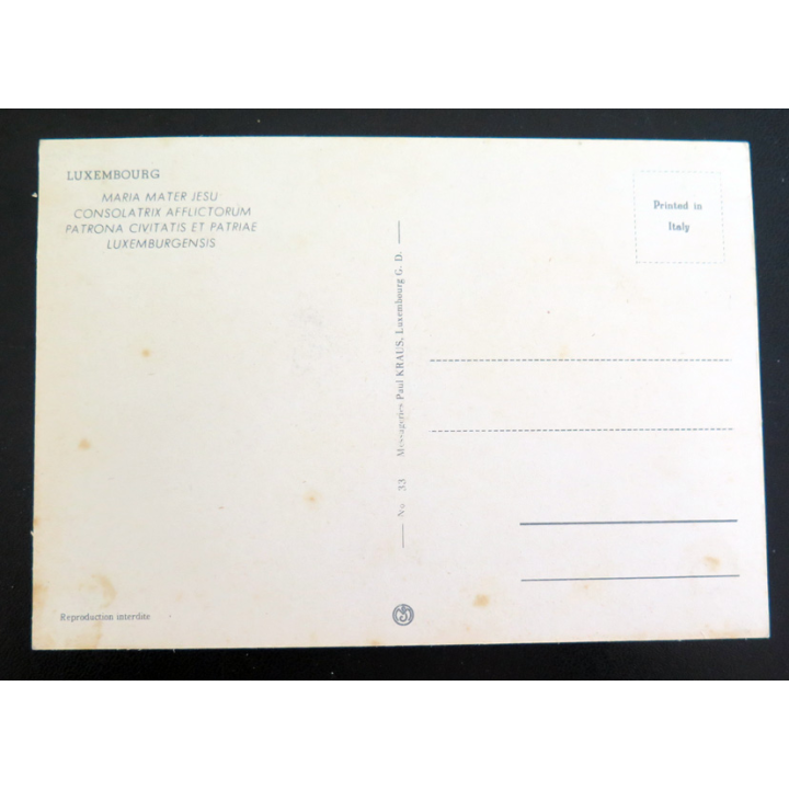 IMAGE PIEUSE : Carte postale de Marie Mère de Jésus Luxembourg