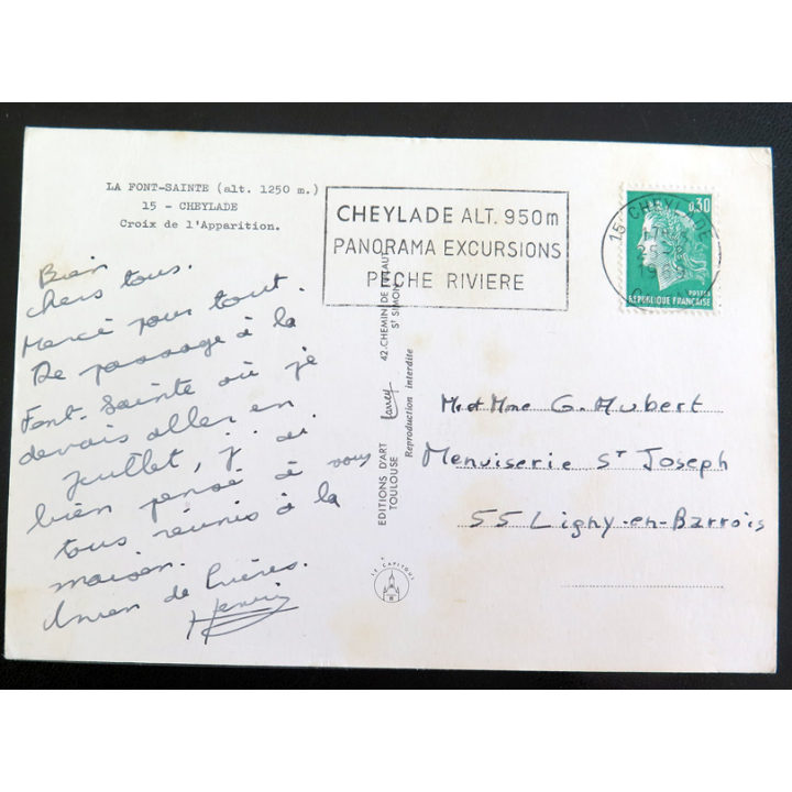 IMAGE PIEUSE : Carte postale Croix de l'Apparition Cheylade La Font-Sainte