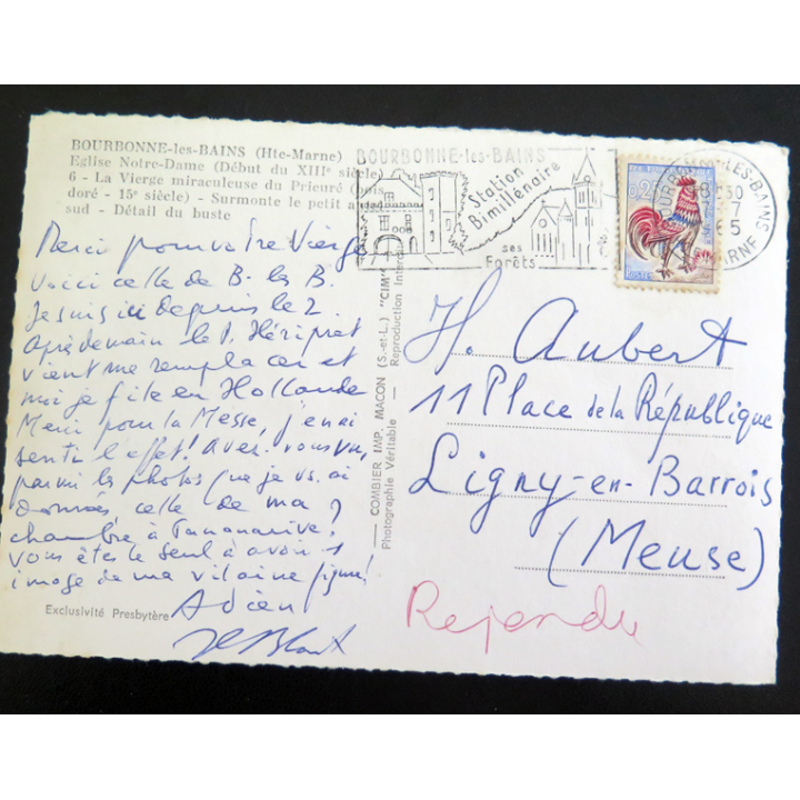 IMAGE PIEUSE : Carte postale de la Vierge Miraculeuse du Prieuré de Bourbon-les-Bains