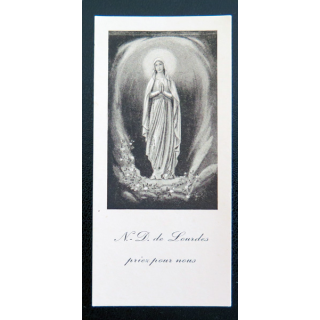 IMAGE PIEUSE : Carte de Prière à Notre Dame de Lourdes par l'Abbé H. Perreyre 4,5 x 9,2 cm