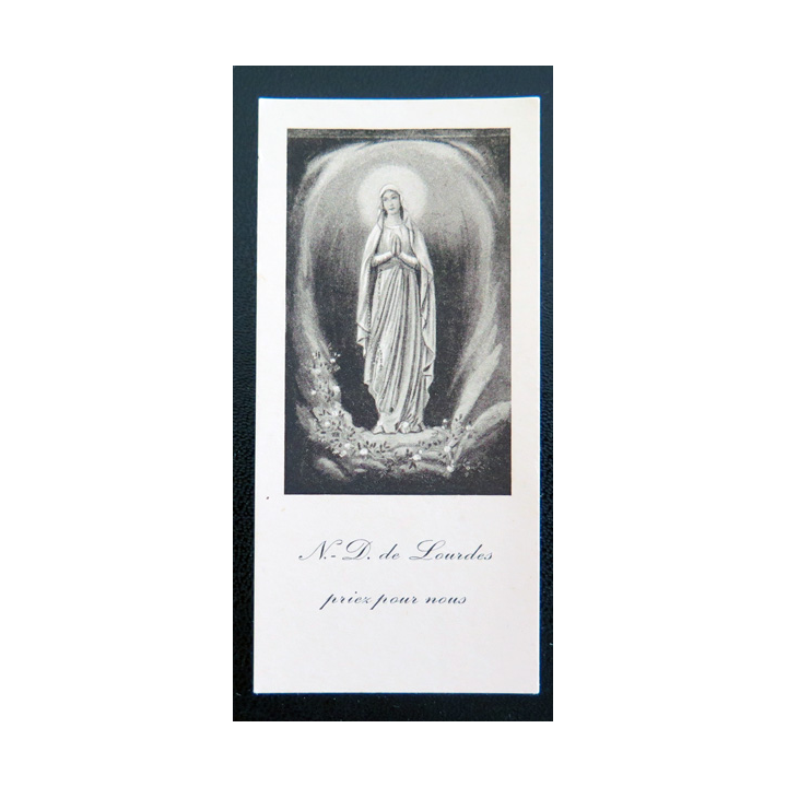 IMAGE PIEUSE : Carte de Prière à Notre Dame de Lourdes par l'Abbé H. Perreyre 4,5 x 9,2 cm