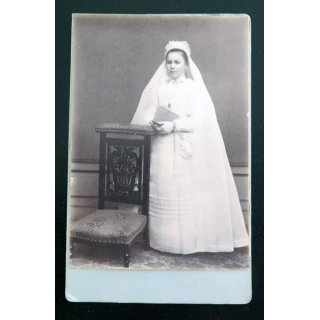 IMAGE PIEUSE : Carte de communion solennelle sur cartonette 1900-1901 7,7 x 11 cm