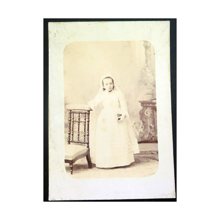 IMAGE PIEUSE : photo de première communion 9,8 x 14,4 cm