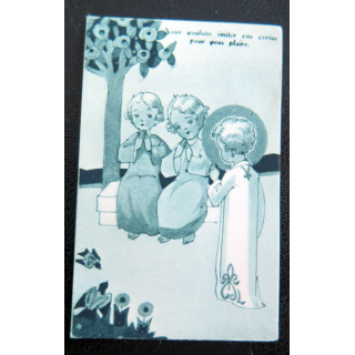 IMAGE PIEUSE : petite image d'enfant "Nous voulons imiter vos vertus pour vous plaire" 3,8 x 6 cm