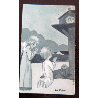 IMAGE PIEUSE : petite image d'enfant "La Prière" 3,8 x 6 cm