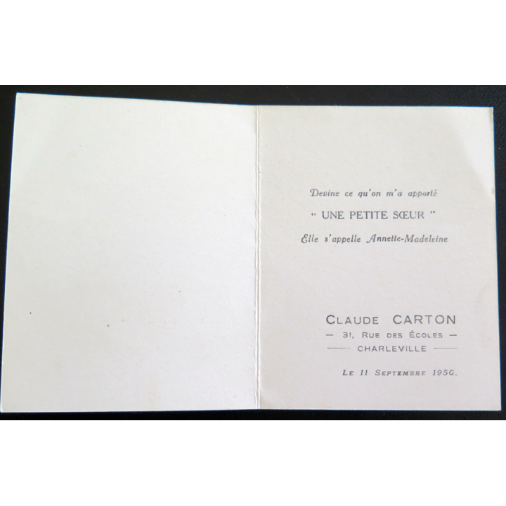 IMAGE PIEUSE : Faire part de Naissance 1950 6,5 x 8,5 cm