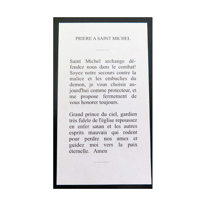 IMAGE PIEUSE : Carte de Prière à Saint Michel 6 x 10,5 cm