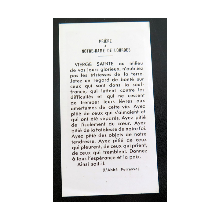 IMAGE PIEUSE : Image de la Prière à Notre-Dame de Lourdes 5,7 x 10,5 cm