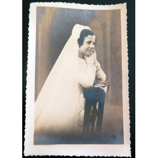 IMAGE PIEUSE : photo de première communion 11 x 17 cm