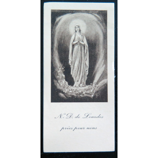 IMAGE PIEUSE : image de Prière à Notre Dame de Lourdes par l'abbé H. Perreyre 4,5 x 9,3 cm