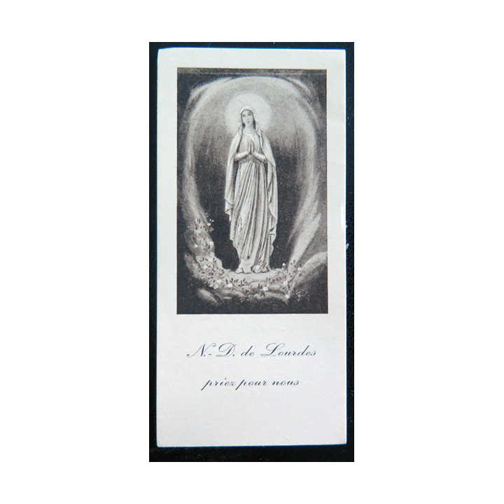 IMAGE PIEUSE : image de Prière à Notre Dame de Lourdes par l'abbé H. Perreyre 4,5 x 9,3 cm