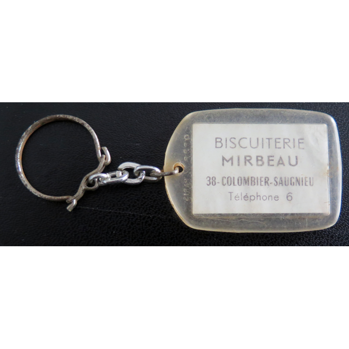 Porte clefs Vintage des années 1950-1960 : Biscuiterie Mirabeau Colombier Saugnieu