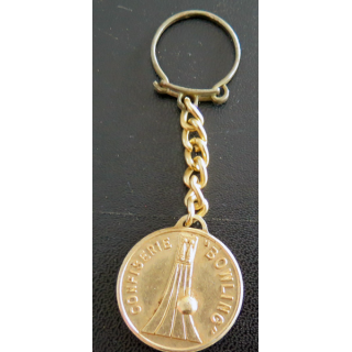 Porte clefs Vintage des années 1950-1960 : Confiserie Bowling chocolats Belgium