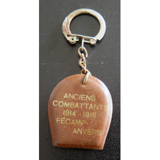Porte clefs Vintage des années 1950-1960 : Amicale anciens combattants 1914-1918 fécamp amicale franco belge