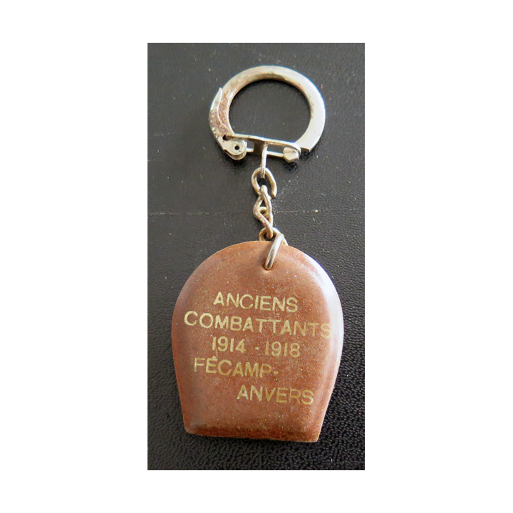 Porte clefs Vintage des années 1950-1960 : Amicale anciens combattants 1914-1918 fécamp amicale franco belge