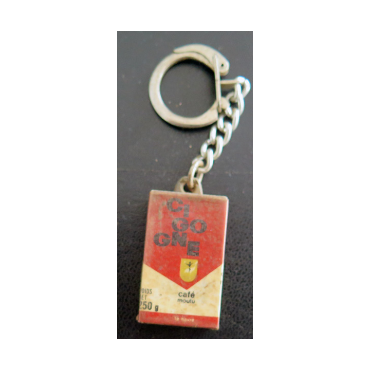 Porte clefs Vintage des années 1950-1960 : Cafés moulus Cigogne