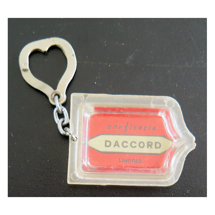Porte clefs Vintage des années 1950-1960 : confiserie Daccord limoge sur armes d'Orléans