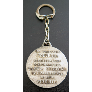 Porte clefs Vintage des années 1950-1960 : café Cigogne le sentir à son goût