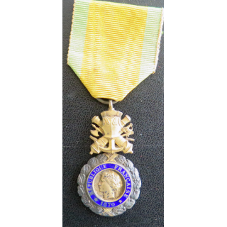FRANCE : Médaille militaire 1870 3° république en argent émaux parfaits