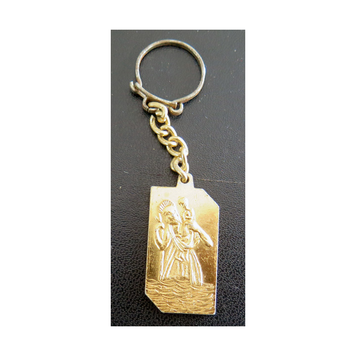 Porte clefs Vintage des années 1950-1960 : Saint Christophe avec les cafés Quotidien