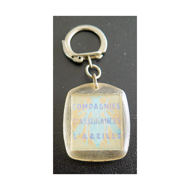Porte clefs Vintage des années 1950-1960 : Compagnie d'assurances Abeille (2 lectures)