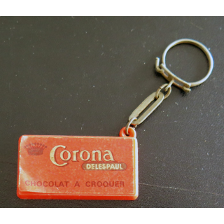 Porte clefs Vintage des années 1950-1960 : Chocolat à croquer Corona Delespaul