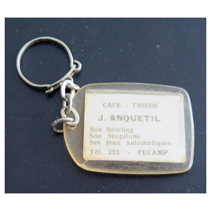 Porte clefs Vintage des années 1950-1960 : Café Thiers J. Anquetil Fécamp