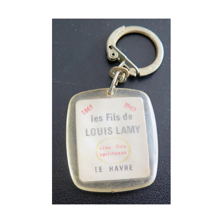 Porte clefs Vintage des années 1950-1960 : Cuvée de centenaire Vin supérieur Louis Lamy Le Havre