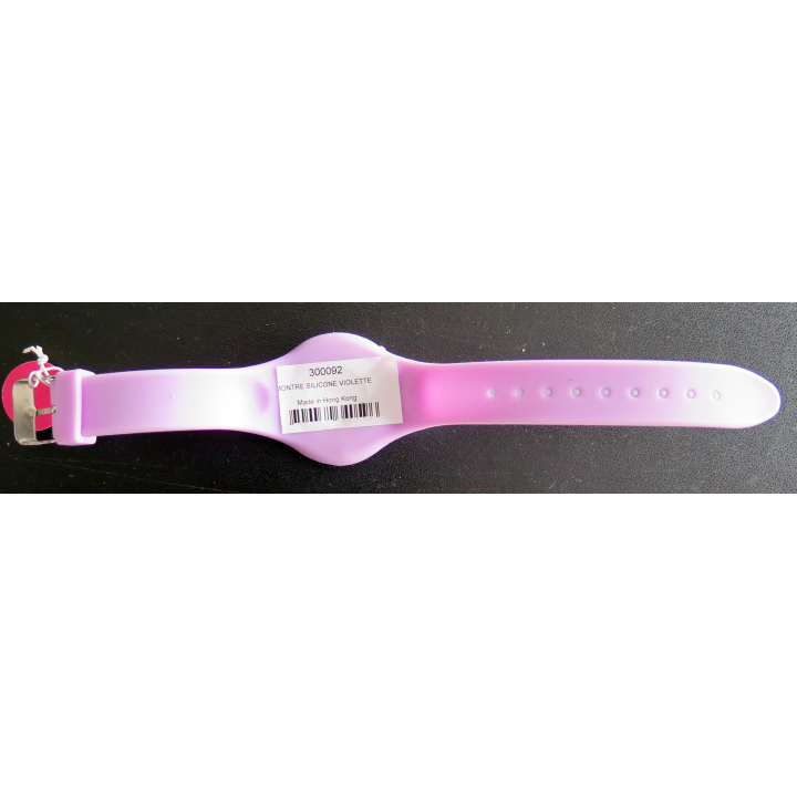 Montre sans pile "Merveilles du Monde" Made in Hong Kong en silicone violette NEUVE