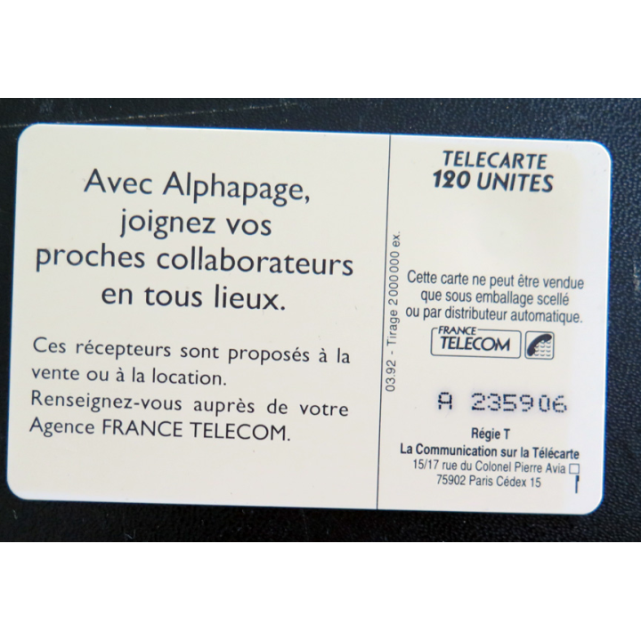 Carte téléphonique télécarte 120 Alphapage