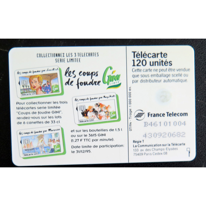 Carte téléphonique télécarte 120 Gini