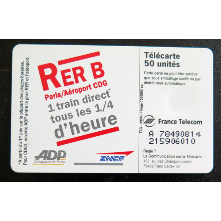 Carte téléphonique télécarte 50 RER B