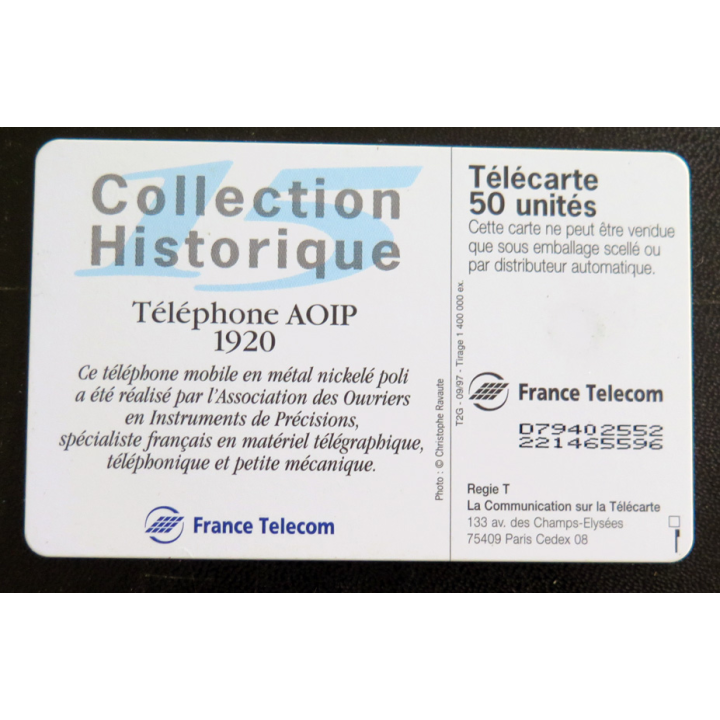 Carte téléphonique télécarte 50 Téléphone AOIP 1920
