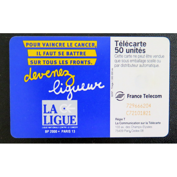 Carte téléphonique télécarte 50 Ligue contre le Cancer