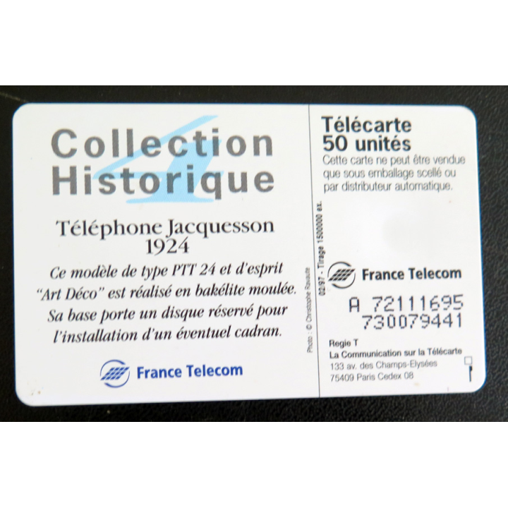 Carte téléphonique télécarte 50 Téléphone Jacquesson 1924