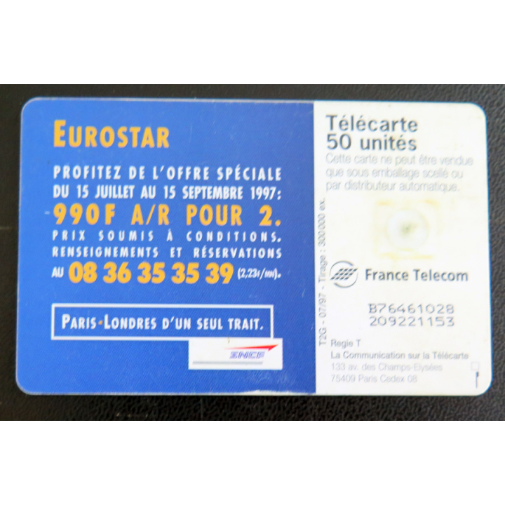 Carte téléphonique télécarte 50 Eurostar Appelez Betty