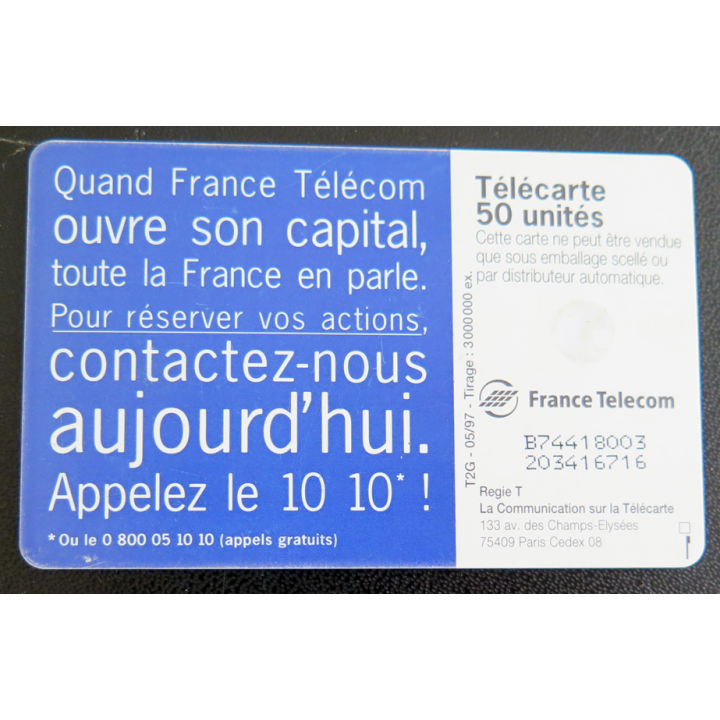 Carte téléphonique télécarte 50 Quand France Télécom ouvre son capital