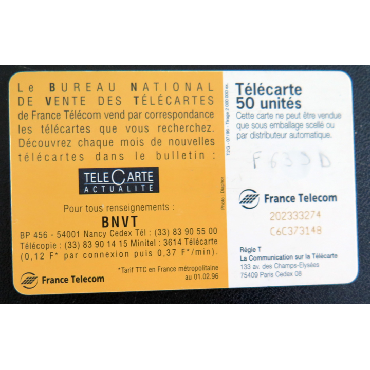 Carte téléphonique télécarte 50 BNVT passionnément télécarte