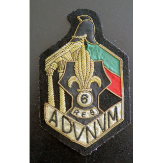 6° REG : Insigne tissu du 6° Régiment étranger de Génie en cannetille hauteur 12,5 cm