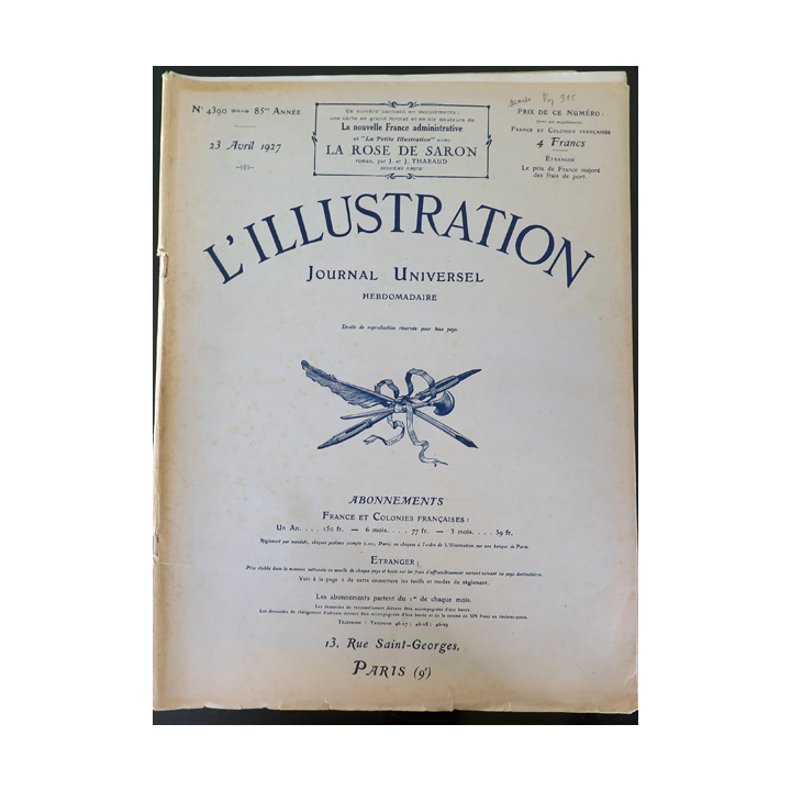 L'illustration n° 4390 85° Année 23 Avril 1927 La Grande faiblesse de l'impérialisme moderne ...