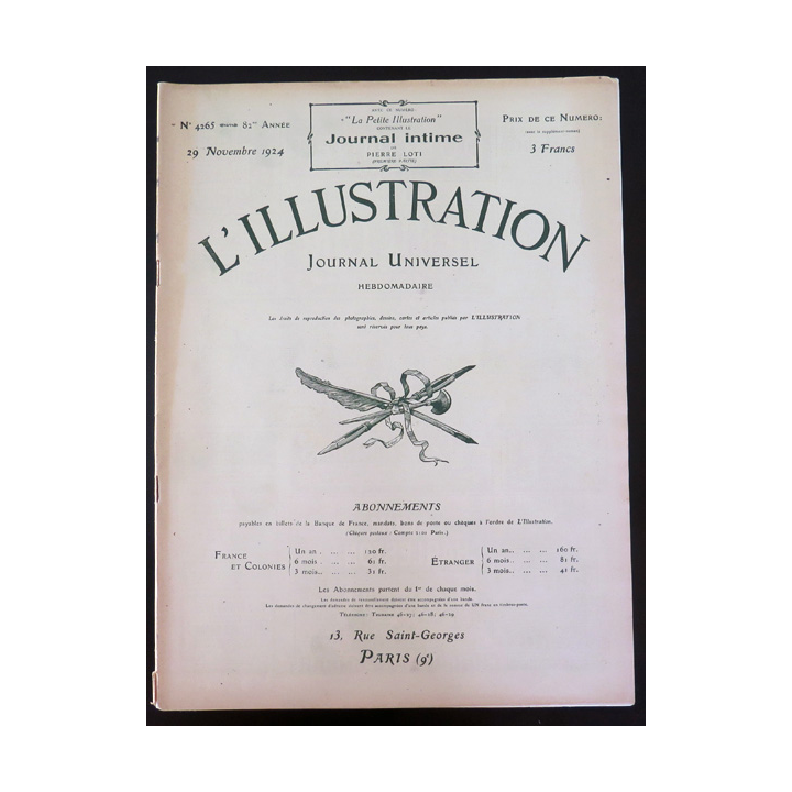 L'illustration n° 4265 82° Année 29 Novembre 1924 Dans le Maroc espagnol en guerre et plein d'autres articles