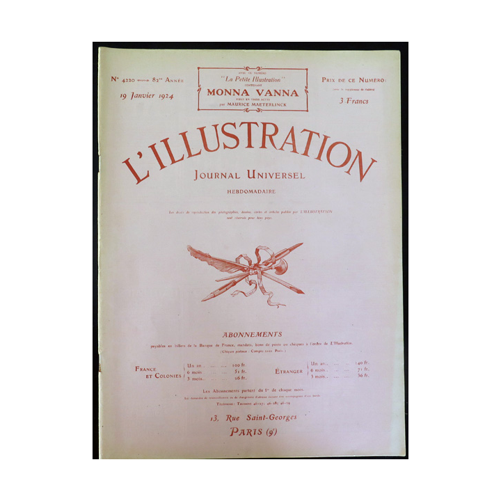 L'illustration n° 4220 82° Année 19 Janvier 1924 Les effets du raz de marée du 9 janvier et plein d'autres articles