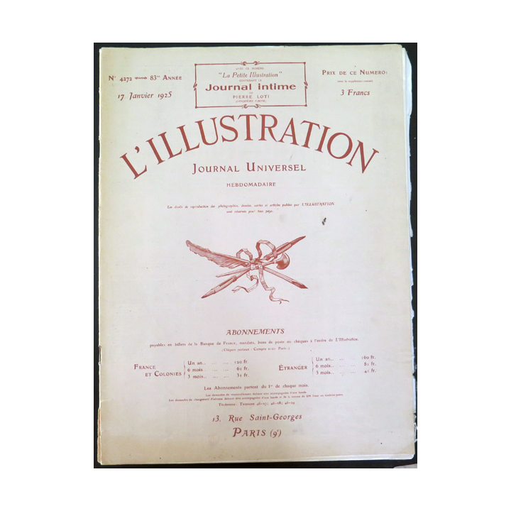L'illustration n° 4272 83° Année 17 Janvier 1925 Du Sud Algérien au littoral Dahoméen et plein d'autres articles