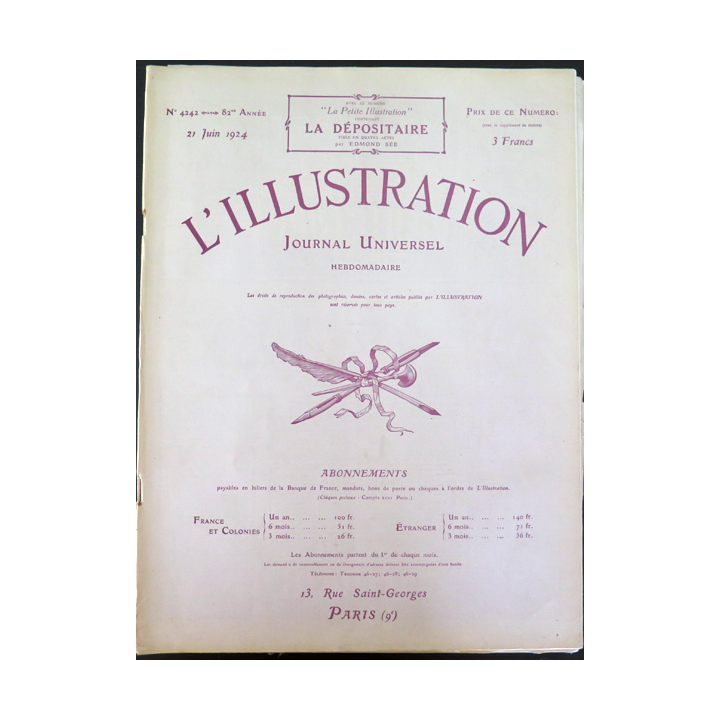 L'illustration n° 4242 82° Année 21 Juin 1924 Gaston Doumergue et plein d'autres articles