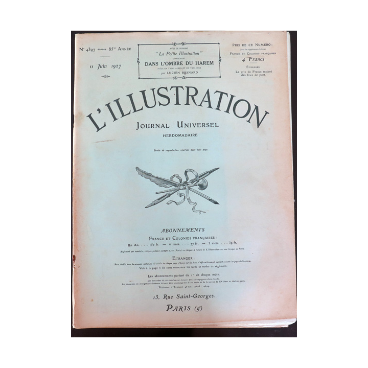L'illustration n° 4397 85° Année 11 Juin 1927 Jeunesse romantique et plein d'autres articles