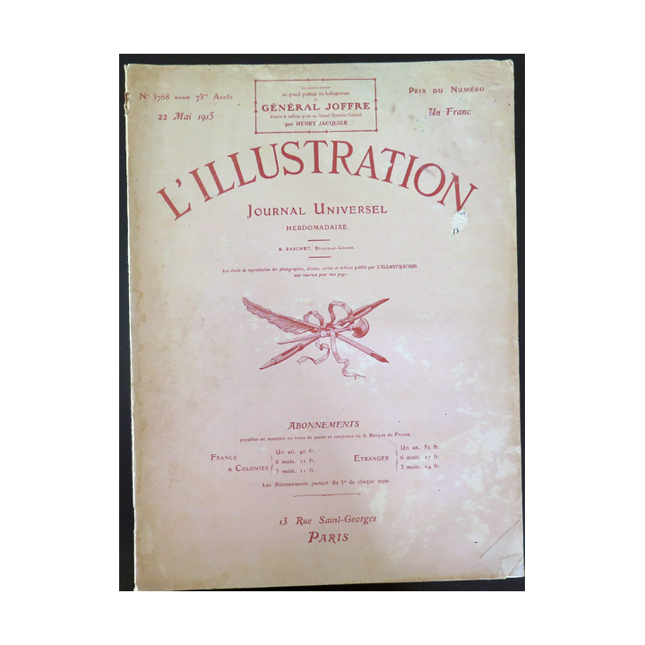 L'illustration n° 3768 73° Année 22 Mai 1915 Les Grandes heures et plein d'autres articles