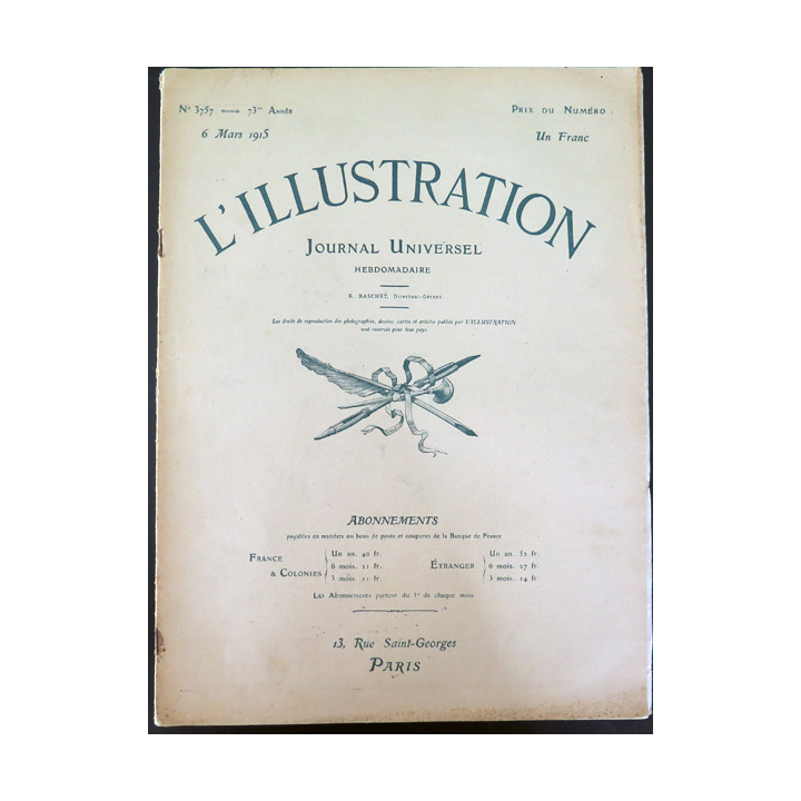 L'illustration n° 3757 73° Année 6 Mars 1915 Les Grandes heures et plein d'autres articles