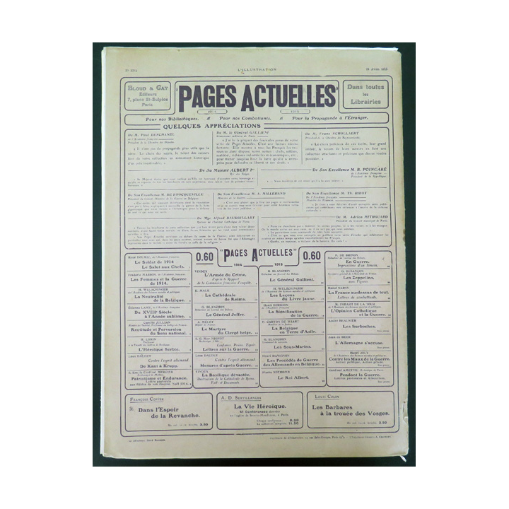 L'illustration n° 3764 73° Année 24 Avril 1915 Les Grandes heures et plein d'autres articles