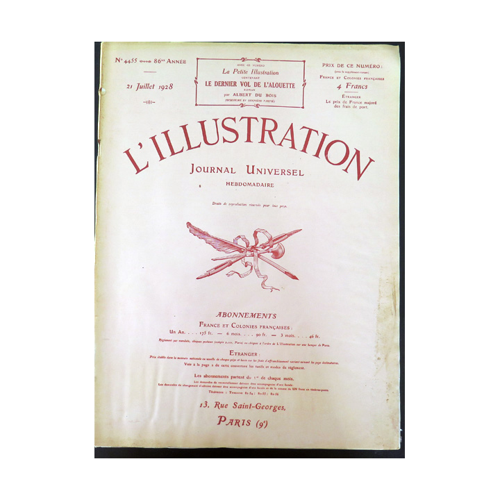 L'illustration n° 4455 86° Année 21 Juillet 1928 fêtes du bimillénaire et plein d'autres articles