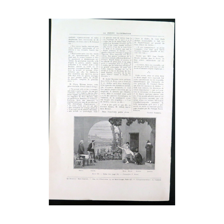 La Petite illustration n° 115 du 23 Septembre 1922 Théâtre nouvelle série n° 76 Le souffle du désordre